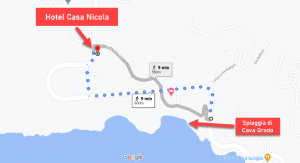 Tragitto Hotel Casa Nicola-spiaggia di Cava Grado